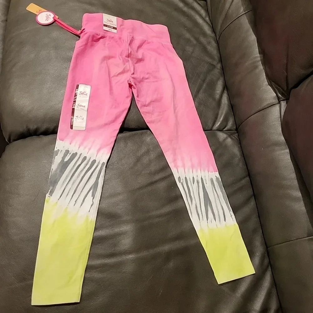 Girls Justice Small 7/8 Tie Dye Leggings NWT Pink Green‎ Sports
